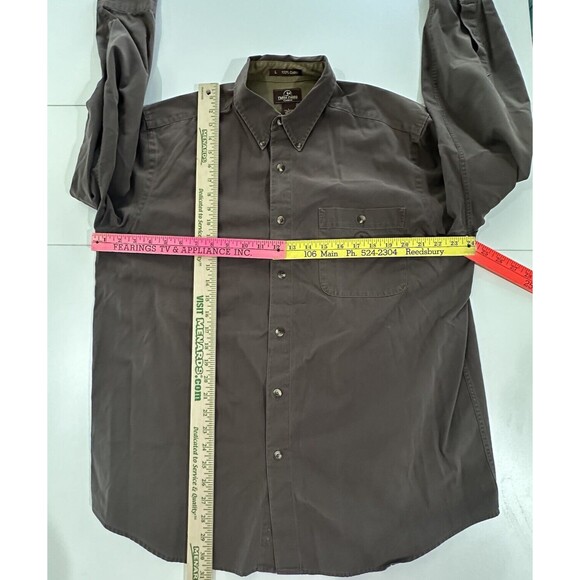 Three Forks Edition Brown L Long Sleeve Cotton Button Down fading - Picture 4 of 10